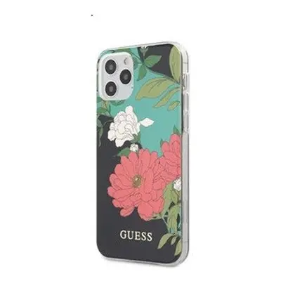 Guess PC/TPU Flower Apple iPhone 12 Pro Max hátlap tok, fekete