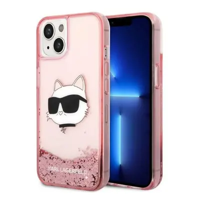 Karl Lagerfeld Glitter Choupette Head Apple iPhone 14 Plus hátlap tok, rózsaszín