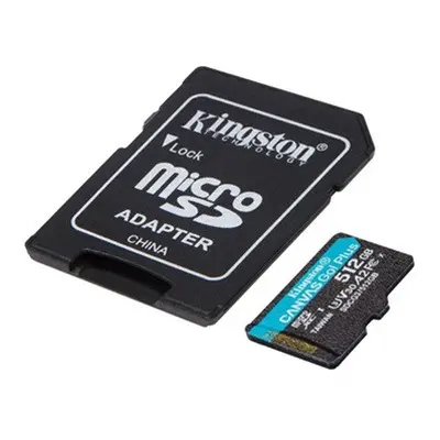 Kingston Canvas Go Plus MicroSDXC 512GB (Class 10), U3 V30 memóriakártya adapterrel (SDCG3/512GB