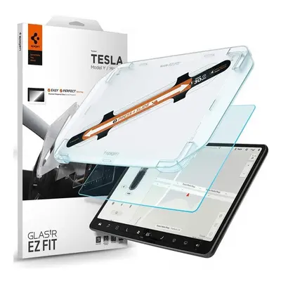 Spigen "Glas.tR EZ FIT" Tesla Model 3/Y tükröződés mentes tempered kijelzővédő fólia felhelyező 