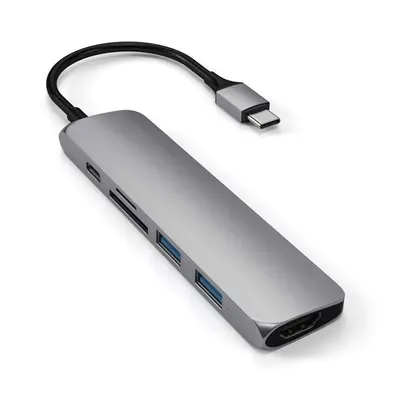 Satechi Type-C Slim MediaHub, 4k HDMI, 2x USB 3.0 és kártyaolvasó, szürke