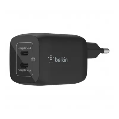 Belkin Boost Chagre hálózati gyorstöltő 2xType-C, 65W, fekete