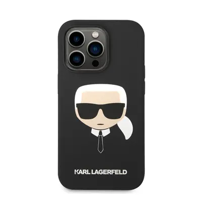 Karl Lagerfeld Head Liquid szilikon hátlap tok Apple iPhone 14 Pro Max, fekete