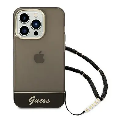 Guess Translucent Pearl Strap Apple iPhone 14 Pro Max hátlap tok, fekete