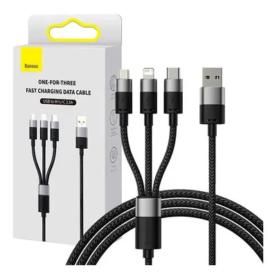 Baseus StarSpeed Gyorstöltő USB - M + L + C, 3.5A, 0,6m, fekete