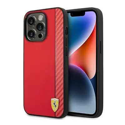 Ferrari Carbon Apple iPhone 14 Pro karbon hátlap tok, piros