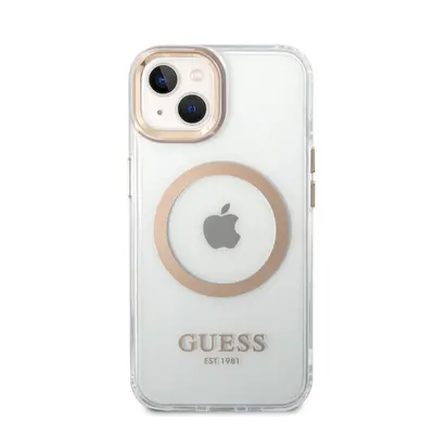 Guess Transparent MagSafe Apple iPhone 14 Plus hátlap tok, arany