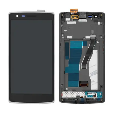 OnePlus One kompatibilis LCD modul kerettel, OEM jellegű, fekete, Grade S+