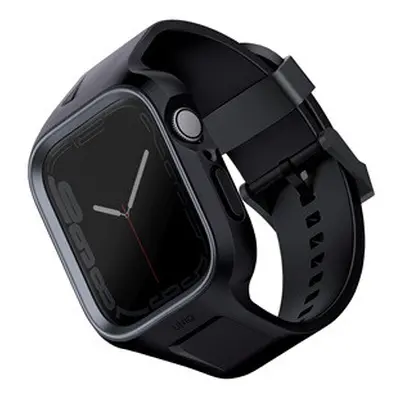 Uniq Monos Apple Watch 44/45mm hibrid szíj + tok, fekete