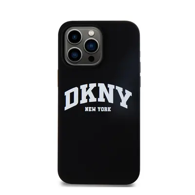 DKNY Liquid Silicone Arch Logo MagSafe iPhone 15 Pro Max hátlap tok, fekete