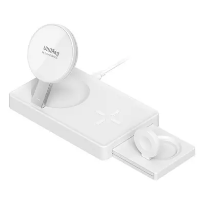 4smarts UltiMag Trident tripla vezeték nélküli wireless gyorstöltő állomás, 20W, fehér