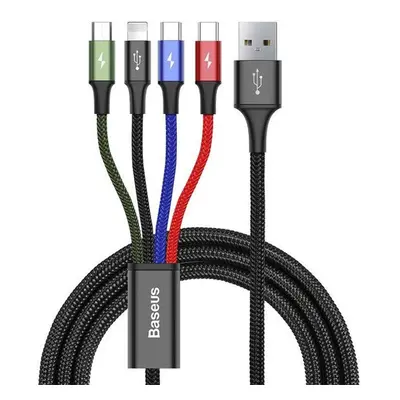 Baseus Fast 4in1 töltő- és adatkábel USB / 2x Type-C / Lightning / MicroUSB 3,5A, 1.2 m, fekete