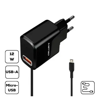 HS-H47 Hálózati töltő USB + microUSB csatlakozás, 2.4A, fekete