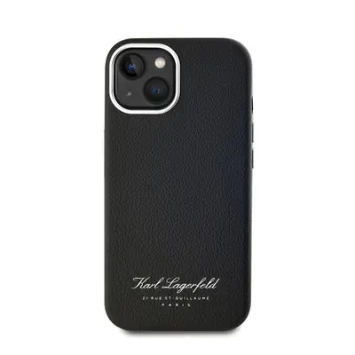 Karl Lagerfeld Grained PU Hotel RSG iPhone 15 hátlap tok, fekete