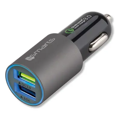 4smarts Rapid autós szivargyújtó gyorstöltő adapter 2xUSB, QC 3.0, 3.1A, 30W matt-szürke