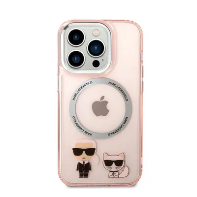 Karl Lagerfeld and Choupette MagSafe hátlap tok Apple iPhone 14 Pro Max, rózsaszín