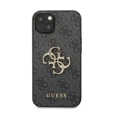 Guess PU 4G Metal Logo Apple iPhone 13 hátlap tok, szürke