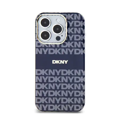 DKNY PC/TPU Repeat Pattern Tonal Stripe Apple iPhone 15 Pro Magsafe tok, kék