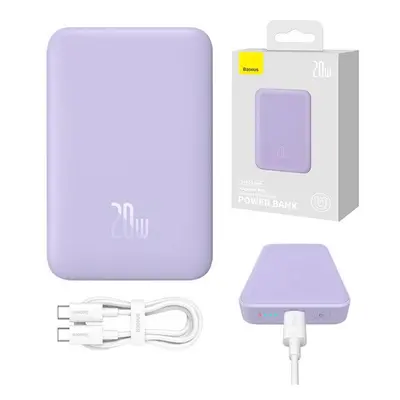 Baseus Magnetic Mini powerbank 10000mAh, USB Type-C 20W MagSafe, lila