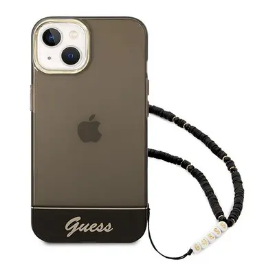 Guess Translucent Pearl Strap Apple iPhone 14 hátlap tok, fekete