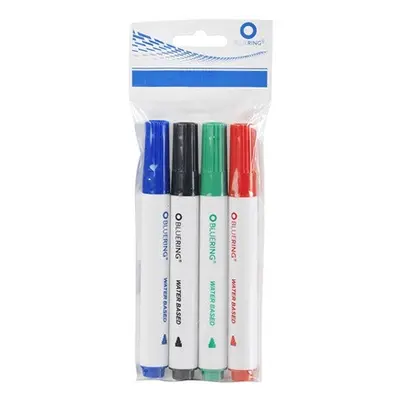 Bluering Flipchart marker rostirón vizes kerek végű 3mm 4-es készlet