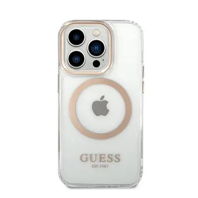 Guess Transparent MagSafe Apple iPhone 14 Pro Max hátlap tok, arany