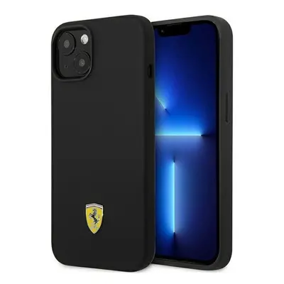 Ferrari Silicone Metal Apple iPhone 14 Plus hátlap tok, fekete