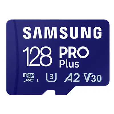 SAMSUNG Memóriakártya, PRO Plus microSDXC kártya 128GB, CLASS 10, UHS-I, U3, V30, A2, + Adapter,