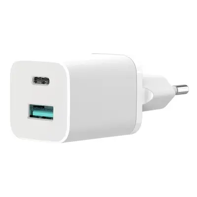 XO HN238A hálózati gyorstöltő adapter USB + Type-C, 30W, fehér