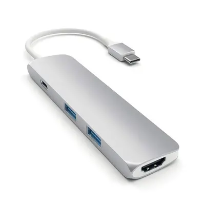 Satechi Aluminum Type-C Slim MultiPort Hub, 4k HDMI, 2x USB 3.0, ezüst