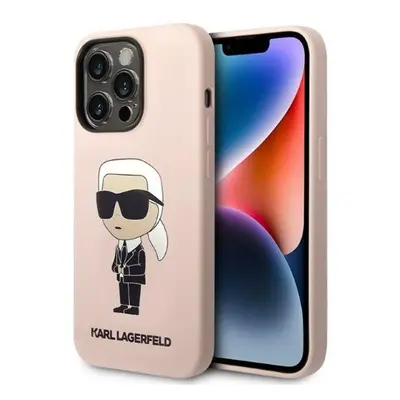 Karl Lagerfeld Silicone Ikonik Apple iPhone 14 Pro Magsafe hátlap tok, rózsaszín