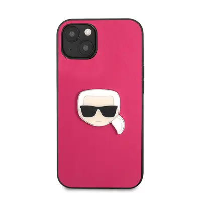 Karl Lagerfeld Head bőr hátlap tok Apple iPhone 13 mini, rózsaszín