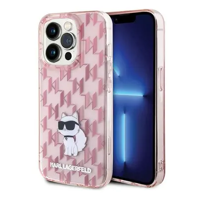 Karl Lagerfeld Monogram Choupette Apple iPhone 15 Pro Max hátlap tok, rózsaszín