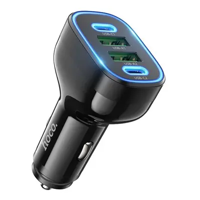 Hoco NZ11 autós szivargyújtó töltő, 2xUSB A + 2xType-C (PD 72W) fekete