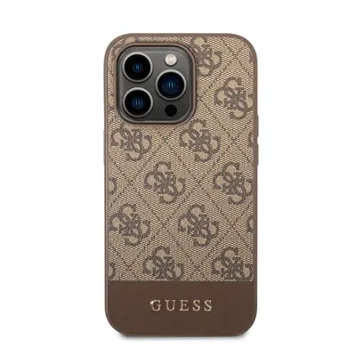 Guess 4G Stripe Apple iPhone 14 Pro szilikon hátlap tok, barna