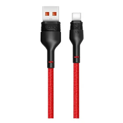 XO NB55 USB / Type-C fonott töltő- és adatkábel, 1m, piros