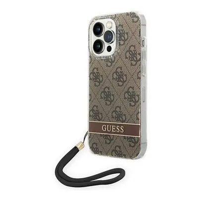 Guess 4G Print Strap Apple iPhone 14 Pro Max hátlap tok, barna