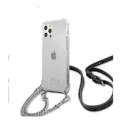 Guess PC Silver 4G Chain and Script Apple iPhone 12 Pro Max hátlap tok, átlátszó