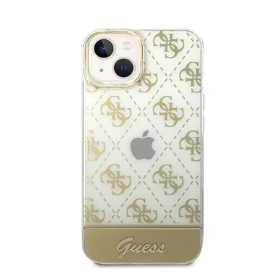 Guess Peony Glitter Script Logo Apple iPhone 14 Plus hátlap tok, arany