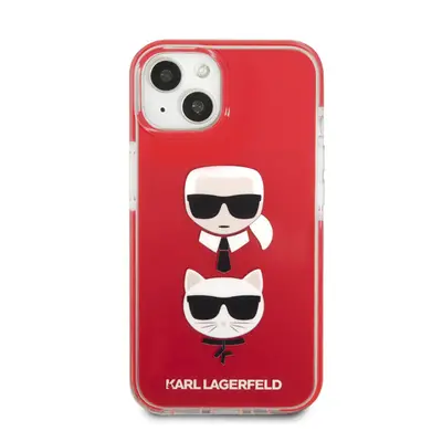 Karl Lagerfeld and Choupette Heads TPE szilikon hátlap tok Apple iPhone 13 mini, piros