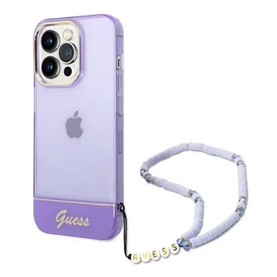 Guess Translucent Pearl Strap Apple iPhone 14 Pro hátlap tok , lila