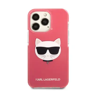 Karl Lagerfeld Choupette Head TPE szilikon hátlap tok Apple iPhone 13 Pro, rózsaszín