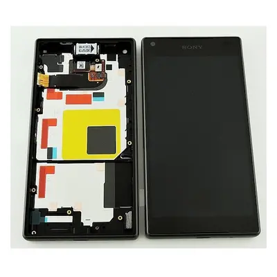 Sony Xperia Z5 Compact kompatibilis LCD modul kerettel, OEM jellegű, fekete, Grade S+