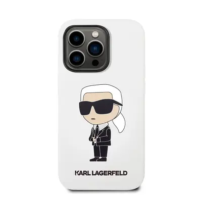 Karl Lagerfeld Liquid Ikonik NFT szilikon hátlap tok Apple iPhone 14 Pro Max, fehér