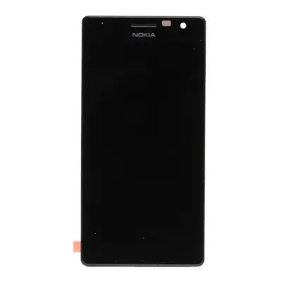 Nokia Lumia 730/735 kompatibilis LCD modul kerettel, OEM jellegű, fekete, Grade S+