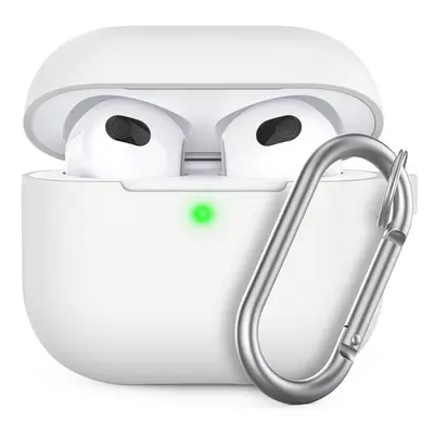 Phoner Simple Apple Airpods 3 szilikon tok akasztóval, fehér