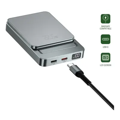 4smarts külső akkumulátor ,vezeték nélküli tőltés , OneStyle 5000mAh MagSafe kompatibilis, szürk