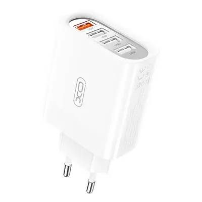 XO L100 hálózati gyorstöltő adapter 4xUSB, 2.4A, fehér