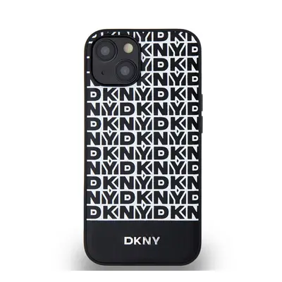 DKNY PU Leather Repeat Pattern Bottom Stripe Apple iPhone 14 Magsafe kompatibilis hátlap tok, fe