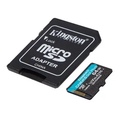 Kingston Canvas Go Plus MicroSDXC 64GB (Class 10), U3 V30 memóriakártya adapterrel (SDCG3/64GB)